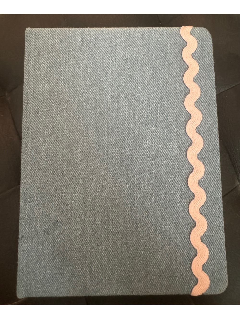 Up & Up Denim-Textured Journal with Pink Wavy Trim, 6x8 Inches, 120 Lined Sheets